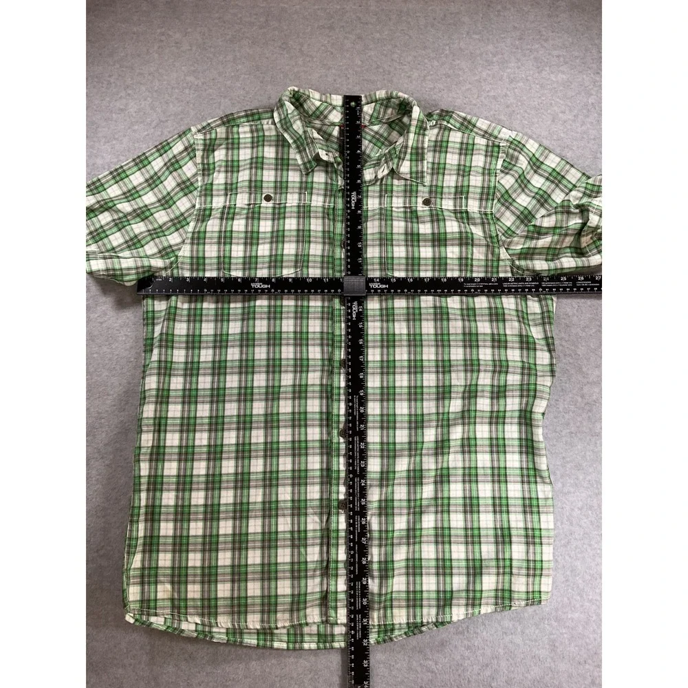 The North Face Mens XL Green Plaid Short Sleeve Button Up Hiking Shirt 1794